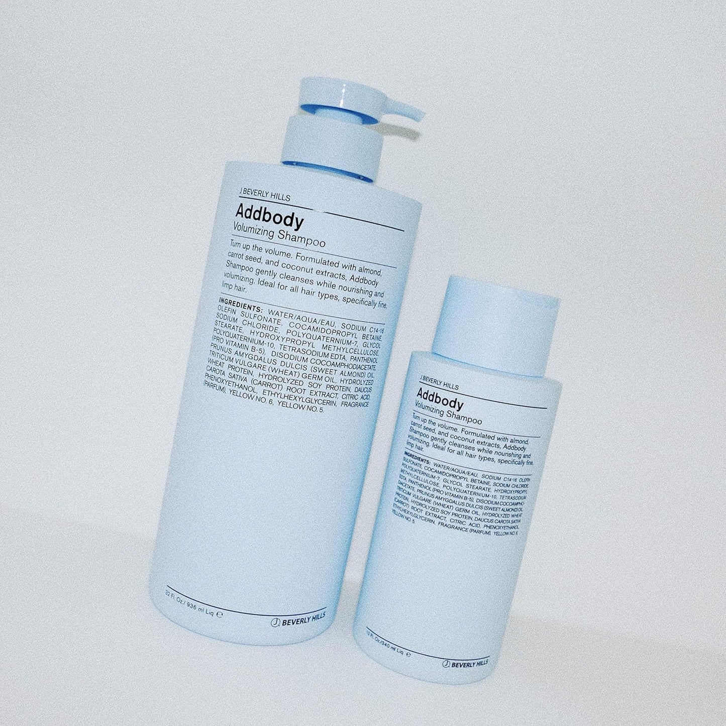 J Beverly Hills Blue Addbody Volumizing Shampoo with Vitamin E Oil for Strong Hair, (3 Oz, 12 Oz)