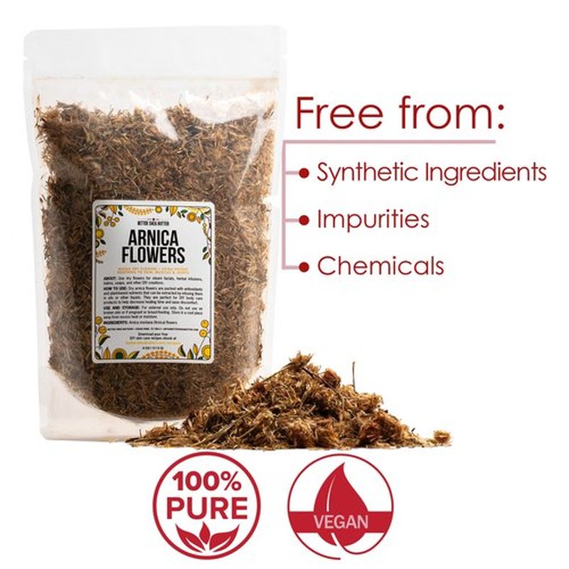 Arnica Flowers Dried for Making Arnica Tincture, Arnica Infused Oil, Poultices and Salves | 4 oz of Dried Herbs Bulk | Whole Flowers and Herbs in Resealable Pouch