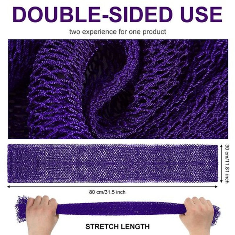 Geiserailie African Long Bathing Net Sponge Long Net Shower Body Scrubber Back Scrubber Skin Smoother Net Bathing Sponge for Daily Use or Stocking Stuffer (Purple)