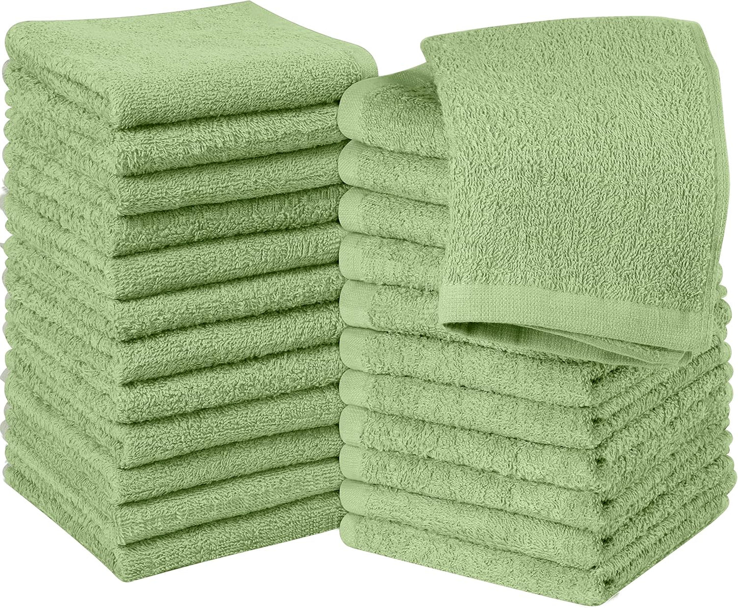 Utopia Towels 12 Pack Cotton Washcloths Set, 100% Ring Spun Cotton, Premium Flannel Face Cloths, Highly Absorbent and Soft Feel Fingertip Towels, Beige