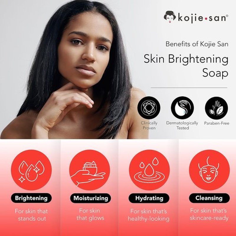 Kojie San Skin and Body Soap – Original Kojic Acid, Dark Spot Remover Soap Bar with Coconut & Tea Tree Oil – 65g x 4 Bars