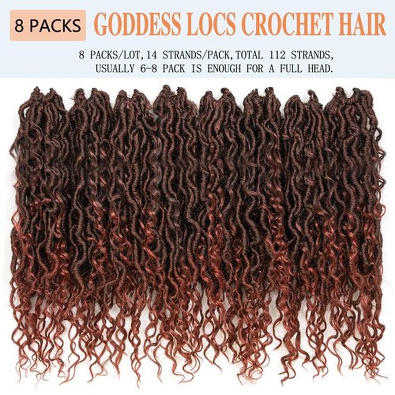 Goddess Locs Crochet Hair 18 Inch 8 Packs Faux Locs Crochet Hair For Black Women Crochet Hair Pre Looped Crochet Faux Locs With Curly Ends River Locs Crochet Hair(18 Inch, 1B/350)