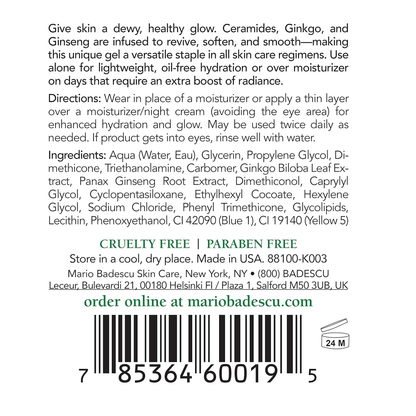 Mario Badescu Herbal Hydrating Serum for All Skin Types |Oil Free Serum that Leaves Skin Supple |Formulated with Ceramides & Gingko Extract| 1 FL OZ