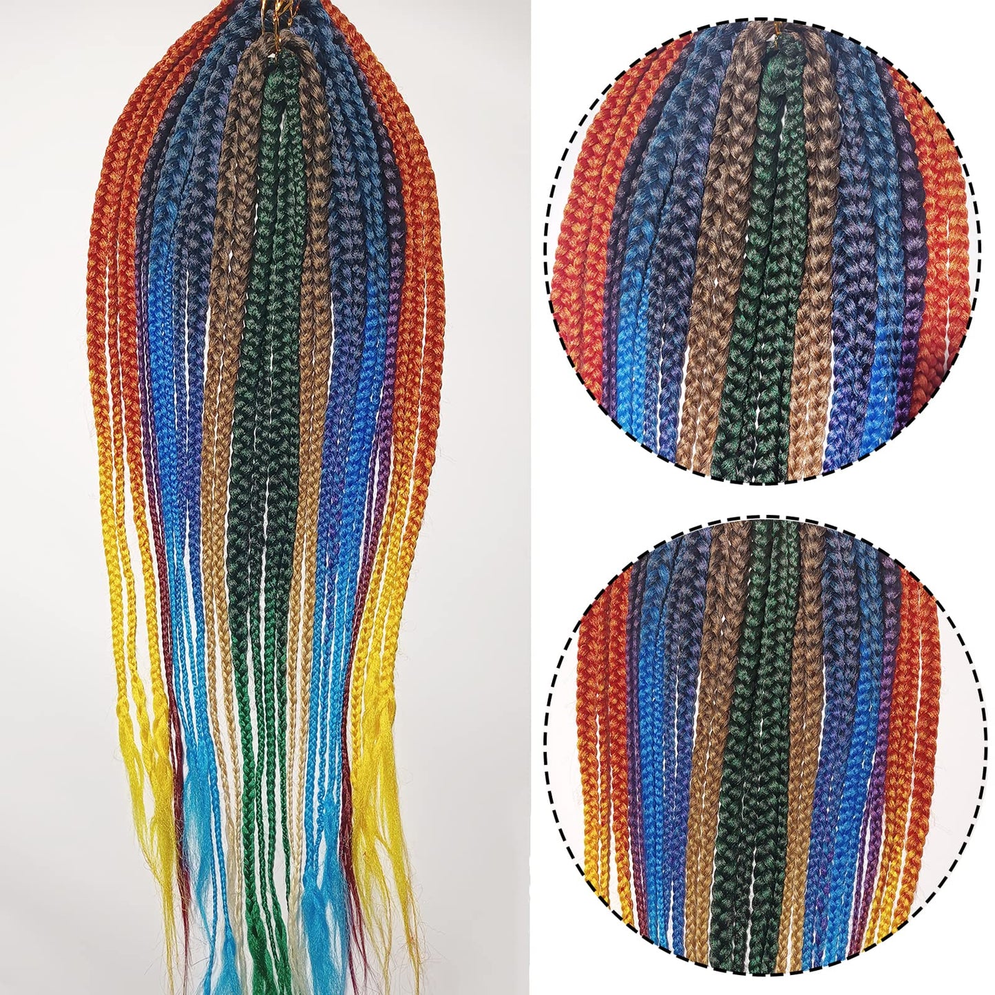 Rainbow Color Pre stretched Braiding Hair 2 Packs Pre feathered Braid Hair Extensions 30 Inches Hair Braids