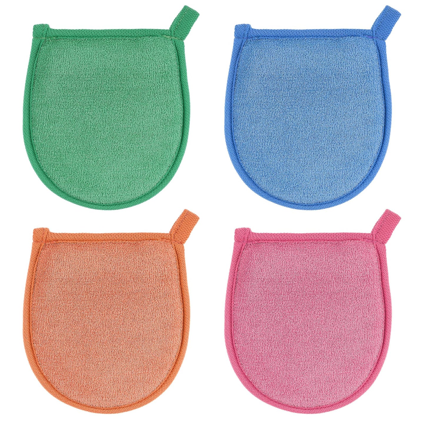 Ptwola 4 Pcs Exfoliating Facial Scrubber Mitt Face Cleanser Wash Mittens Exfoliator Deep Face Cleaning Polishing Gloves Body Skin Dead Dry Remover Pad Tool for Men Women Bath Shower Spa Skincare
