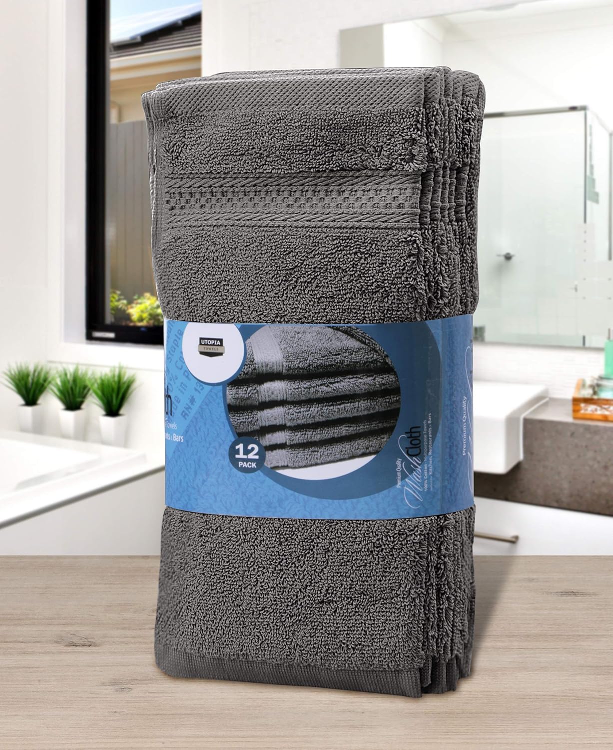Premium 12-Pack Cotton Wash Cloths - Highly Absorbent & Soft 12x12 for Bathroom, Spa, Gym - Plum
