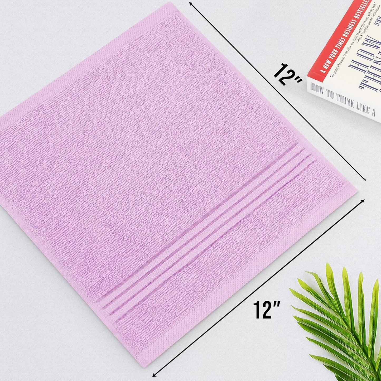 Premium 12-Pack Cotton Wash Cloths - Highly Absorbent & Soft 12x12 for Bathroom, Spa, Gym - Plum