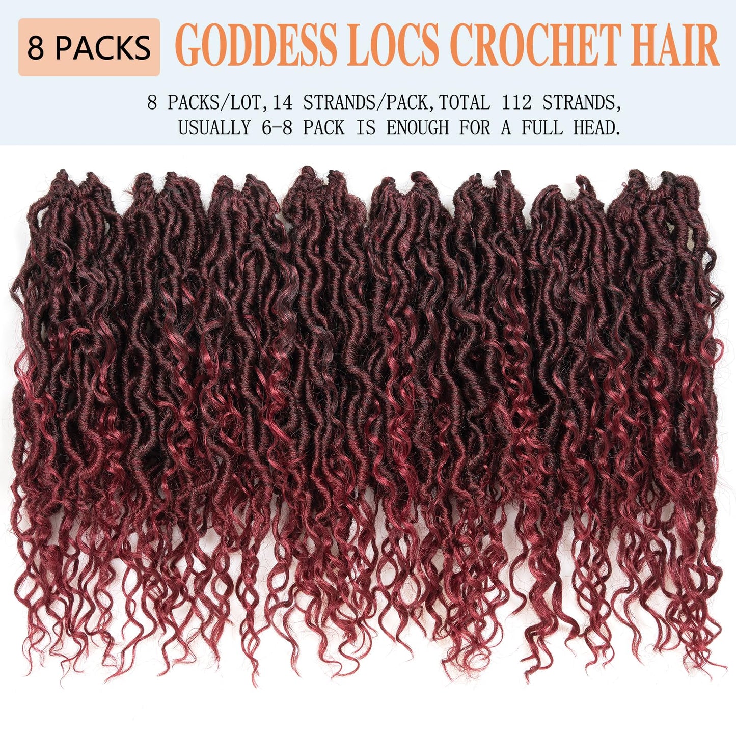 Goddess Locs Crochet Hair 14 Inch 8 Packs Faux Locs Crochet Hair For Black Women Crochet Hair Pre Looped Crochet Faux Locs With Curly Ends River Locs Crochet Hair(14 Inch, 1B/BUG)