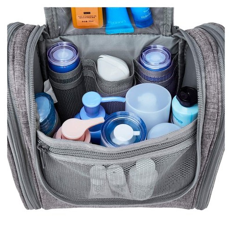 Narwey Small Hanging Travel Toiletry Bag Cosmetic Make up Organizer for Women and Men (Medium, Grey)