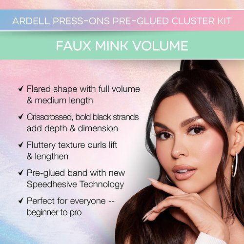 Ardell Press On Fauxmink Volume, DIY Lash Clusters, Natural Look with Applicator - 30 ct