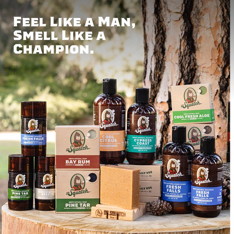 Dr. Squatch Men's Bar Soap Pack: Natural, Cool Fresh Aloe, Spearmint Basil, Eucalyptus Greek Yogurt Soaps, Fresh Falls Hair Care Shampoo and Conditioner