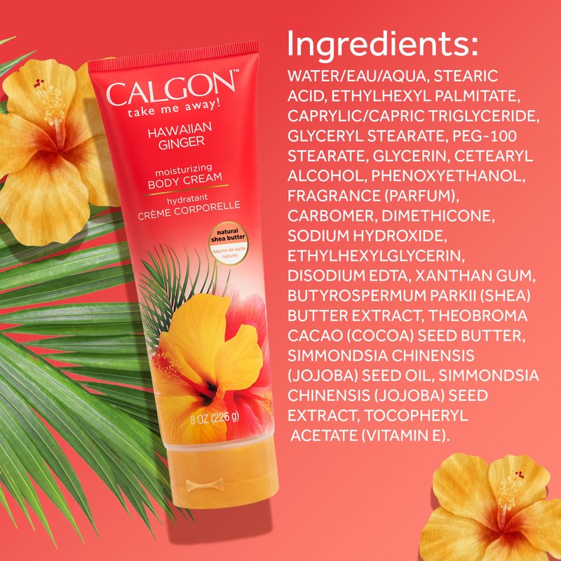 Calgon Hawaiian Ginger Skin Nourishing Body Cream for Women, 8 Ounce