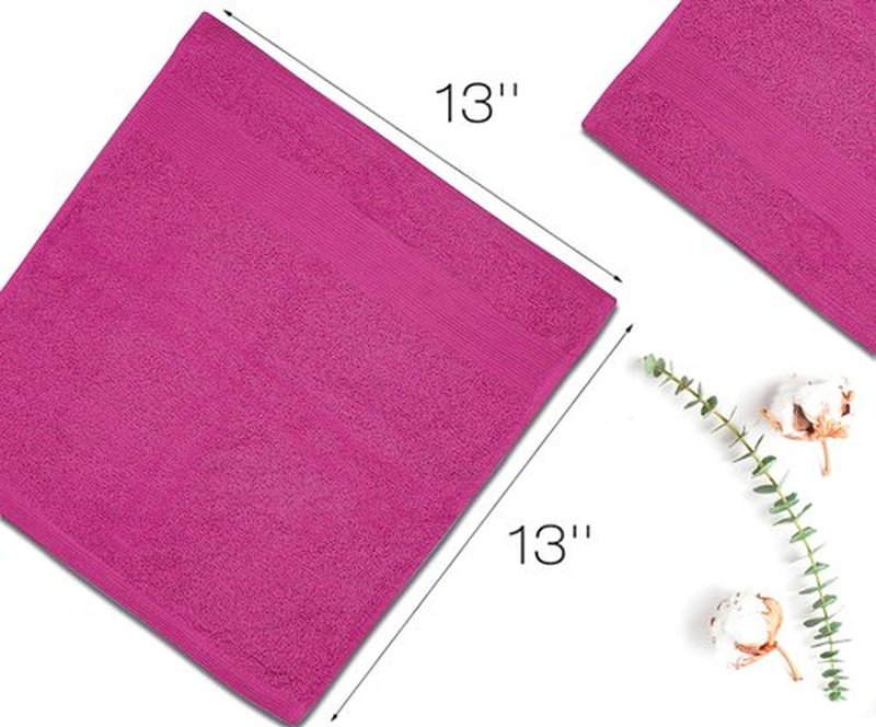 Premium Wash Cloths Pack of 12 (13" x 13" Inches)- 100% Combed Ring Spun Cotton WashCloth - Luxury Washcloths – Ultra Soft Face Towels - Highly Absorbent Wash Cloth for Face (Dark Pink)