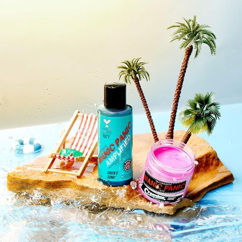 MANIC PANIC Siren’s Song Hair Color - Amplified - Semi Permanent Hair Dye - Neon Blue Green Color - Glows in Blacklight - Vegan, PPD & Ammonia Free - For Coloring Hair on Women & Men