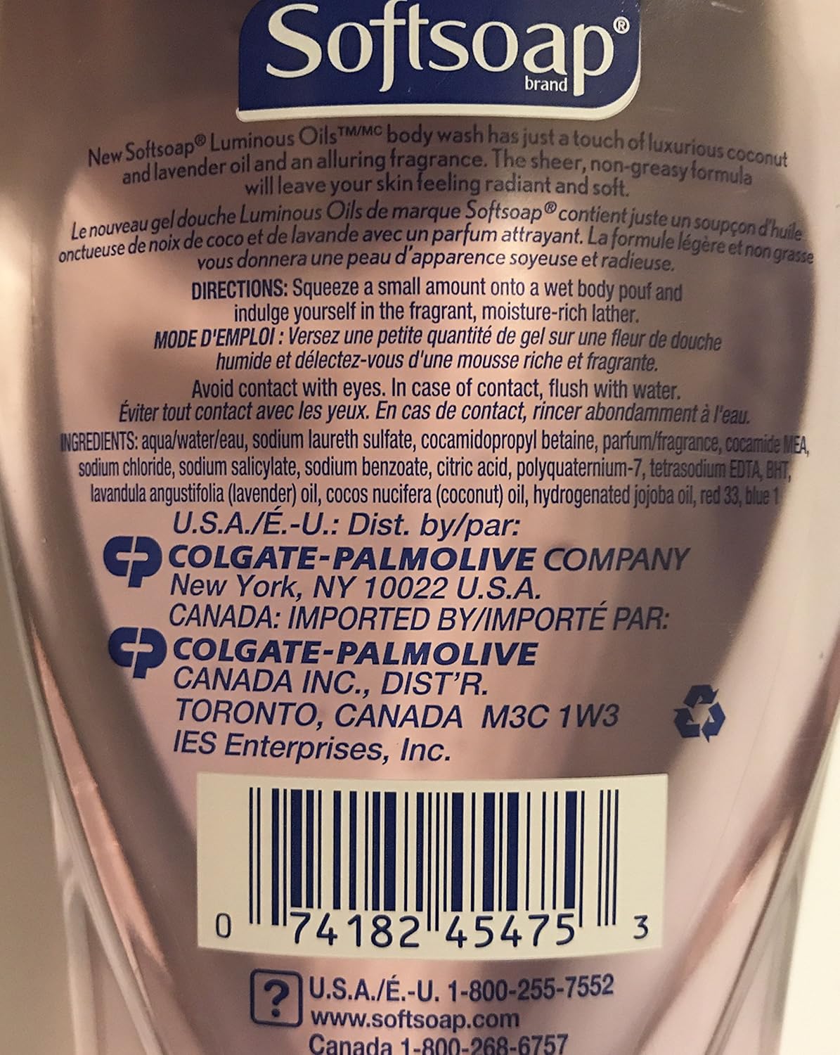 Softsoap Body Wash - Luminous Oils - Coconut Oil & Lavender - Net Wt. 15 FL OZ (443 mL) Per Bottle - Pack of 2 Bottles