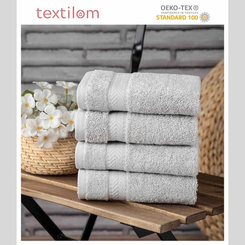 TEXTILOM Washcloths for Body and Face – Hotel and Spa Quality & Soft & Absorbent & Quick Dry Wash Cloths for Your Body – 100% Turkish Cotton Wash Clothes Towel Set of 4 (13 x 13 inches) - Light Grey