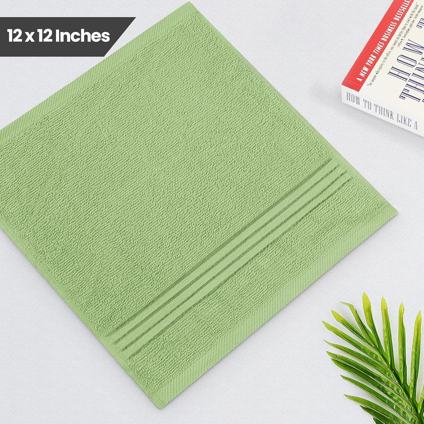 Premium 12-Pack Cotton Wash Cloths - Highly Absorbent & Soft 12x12 for Bathroom, Spa, Gym - Plum
