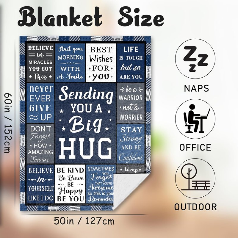 Get Well Gifts for Men | Surgery Recovery Blanket 60”x50” - Inspirational & Encouraging Design