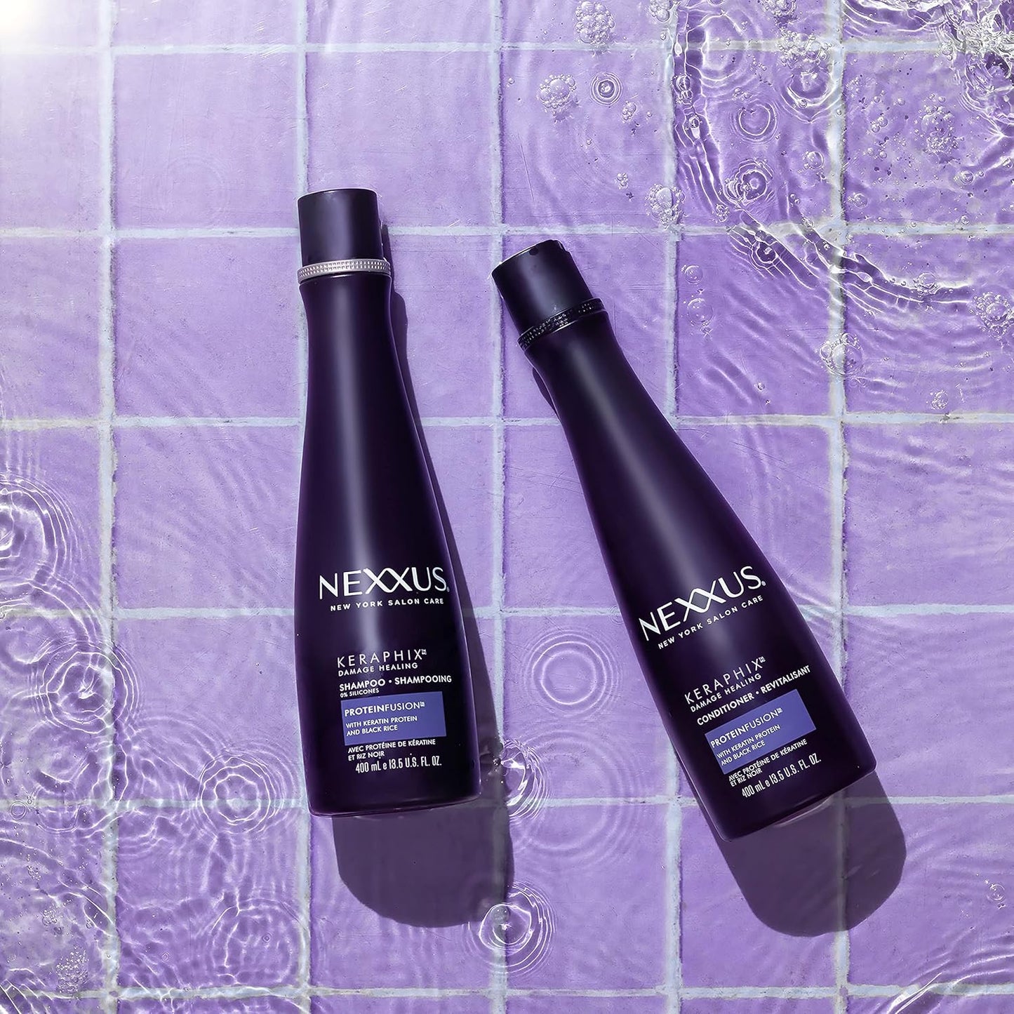 Nexxus Keraphix Shampoo With ProteinFusion for Damaged Hair Keratin Protein, Black Rice, Silicone-Free 33.8 oz
