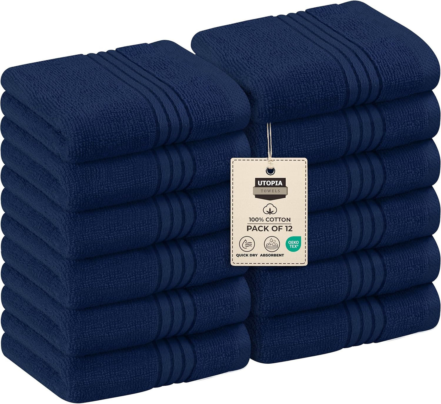 Premium 12-Pack Cotton Wash Cloths - Highly Absorbent & Soft 12x12 for Bathroom, Spa, Gym - Plum