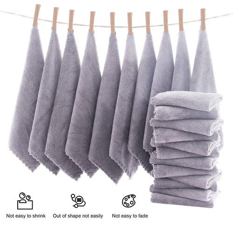 MOONQUEEN Ultra Soft Premium Washcloths Set - 12 x 12 inches - 24 Pack - Quick Drying - Highly Absorbent Coral Velvet Bathroom Wash Clothes - Use as Bath, Spa, Facial, Fingertip Towel (Light Grey)