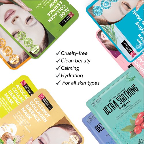 Innerest Original Derma Beauty Collagen Face Masks 24 PK Brightening Vitamin Face MaskS Skin Care Sheet Masks Set for Beauty & Personal Care Korean Face Mask