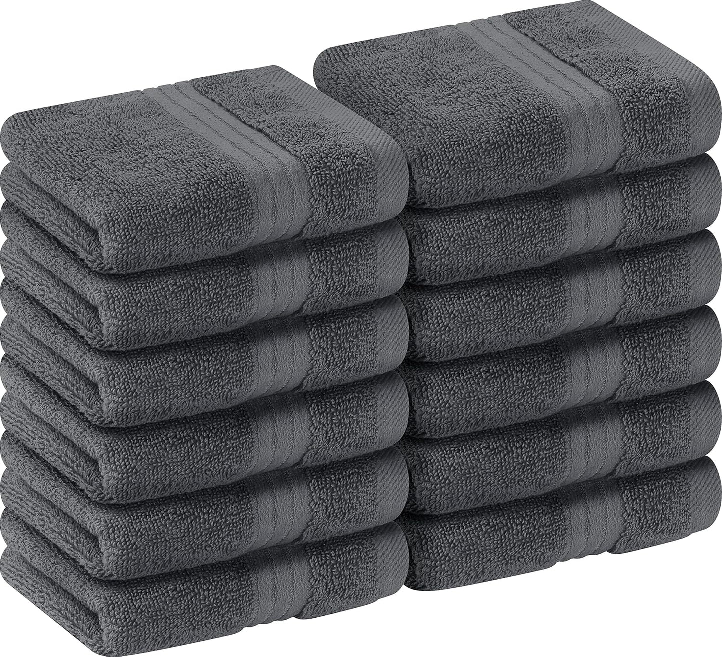 Premium 12-Pack Cotton Wash Cloths - Highly Absorbent & Soft 12x12 for Bathroom, Spa, Gym - Plum