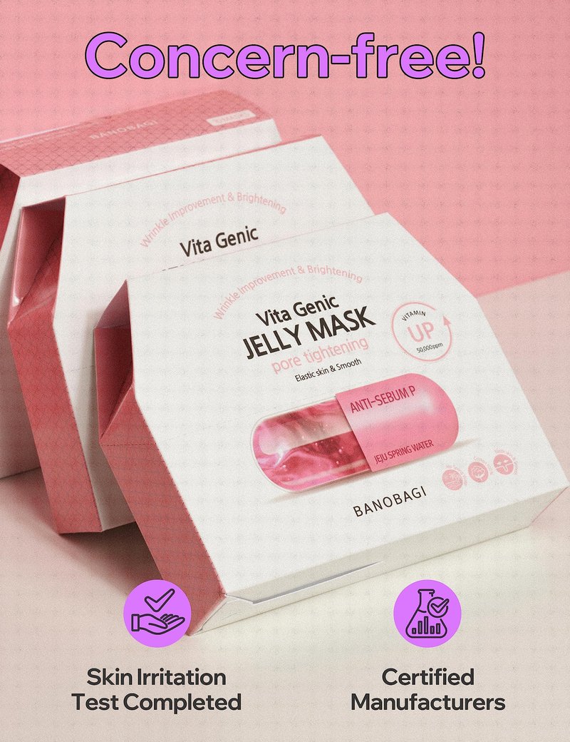 BANOBAGI Vita Genic Jelly Pore Tightening Face Masks Beauty w/Essence & 11 Vitamin Complex | Korean Face Mask | Moisturizing Face Mask Facial Care for Oily Skin (1.8 fl oz, 10 Sheets)