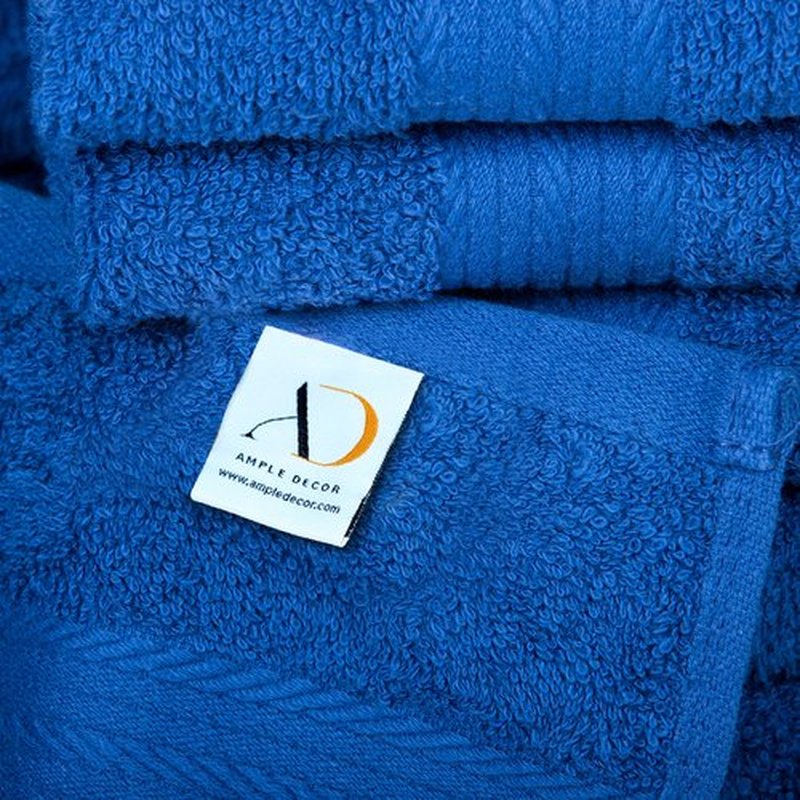 Ample Decor Wash Cloths Pack of 10 12 X 12 Inch 100% Cotton 600 GSM, Soft Absorbent and Reusable Fingertip Towels, Oeko Tex Certified Ideal for Bathroom and Powder Room - Navy