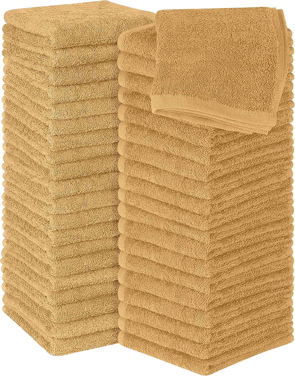 Utopia Towels 12 Pack Cotton Washcloths Set, 100% Ring Spun Cotton, Premium Flannel Face Cloths, Highly Absorbent and Soft Feel Fingertip Towels, Beige