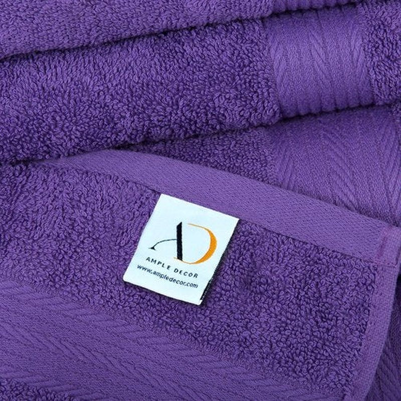 Ample Decor Wash Cloths Pack of 10, Oeko Tex Certified 600 GSM 100% Cotton Soft Absorbent, Premium Quality Durable Machine Washable, Ideal for Bathroom, Pool, Hotel, Spa – Purple