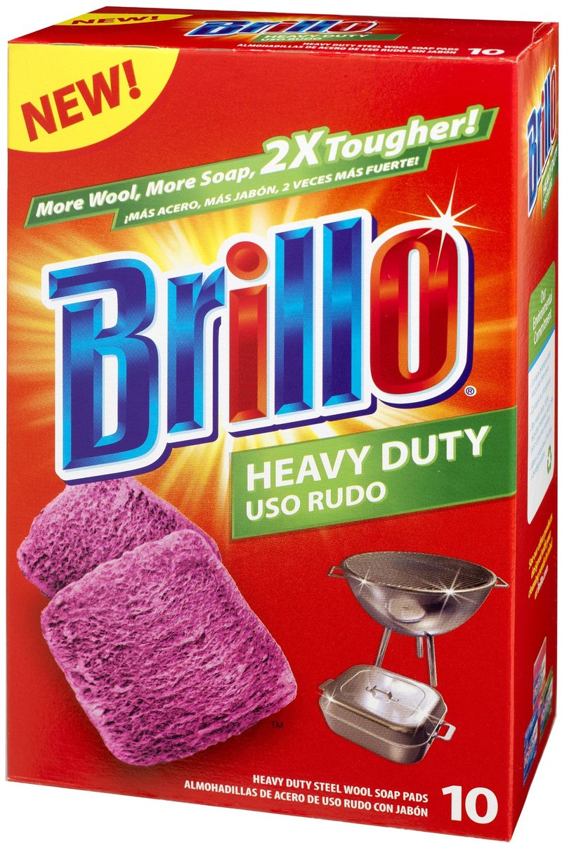Brillo Heavy Duty Steel Wool Soap Pads, Original Red Scent, 10-Count