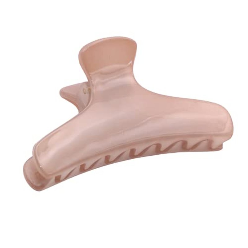 Parcelona French Flat Salon Style Medium 3 1/4" Celluloid Covered Spring No Slip Grip Jaw Hair Claw Durable Styling Hair Accessories Women Strong Hold Girls Hair Claw Clips, Made in France (Blush Pink)