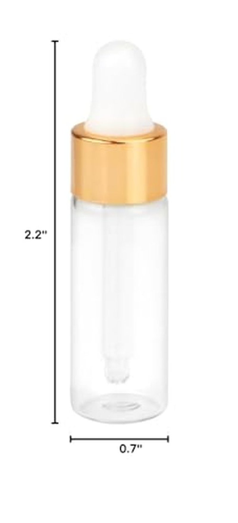 15Pcs Glass Essential Oil Bottles Tiny Clear Perfume Dropping Bottle Refillable Cosmetic Sample Vials Pot with Gold Cap and White Latex (5ml)