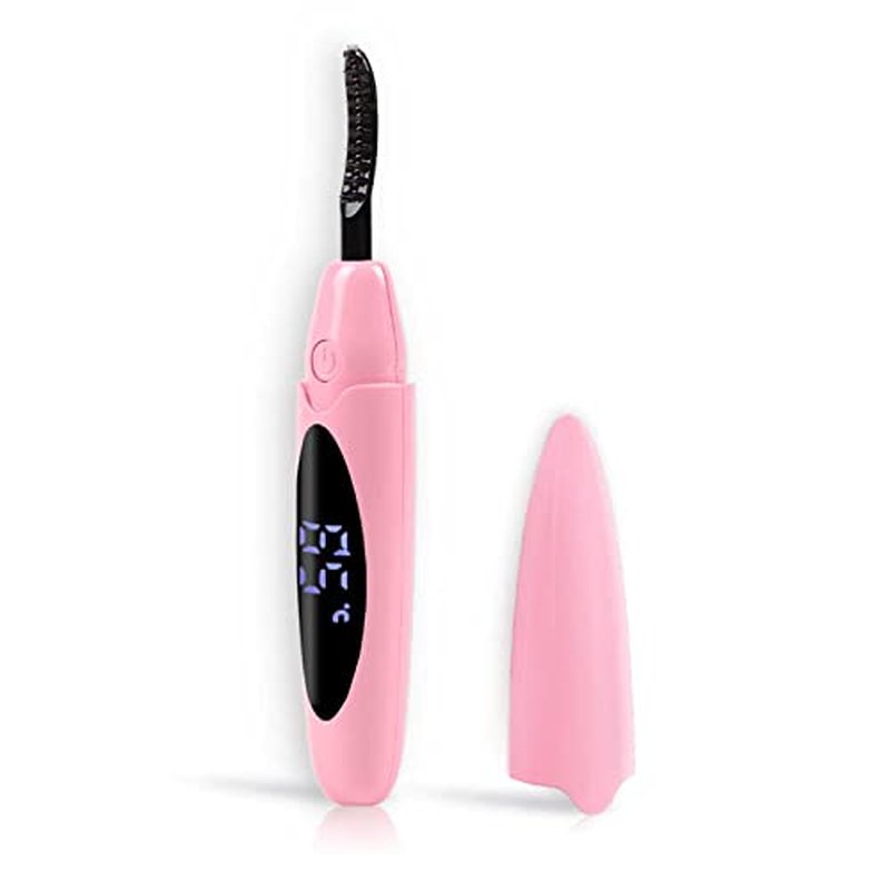 EYECURL Heated Lash Curler, Heated Eyelash Curler, Intelligent Power Off Rechargeable Electric Eyelash Curler Heated Quickly by Steel Wire for 24 Hs Long Lasting Natural Makeup - Pink