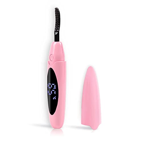 EYECURL Heated Lash Curler, Heated Eyelash Curler, Intelligent Power Off Rechargeable Electric Eyelash Curler Heated Quickly by Steel Wire for 24 Hs Long Lasting Natural Makeup - Pink