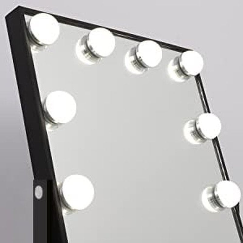 Hansong Black Vanity Mirror Makeup Mirror with Lights 12 Dimmable LED Bulbs Lighted Makeup Mirror Touch Screen Control 10X Magnification
