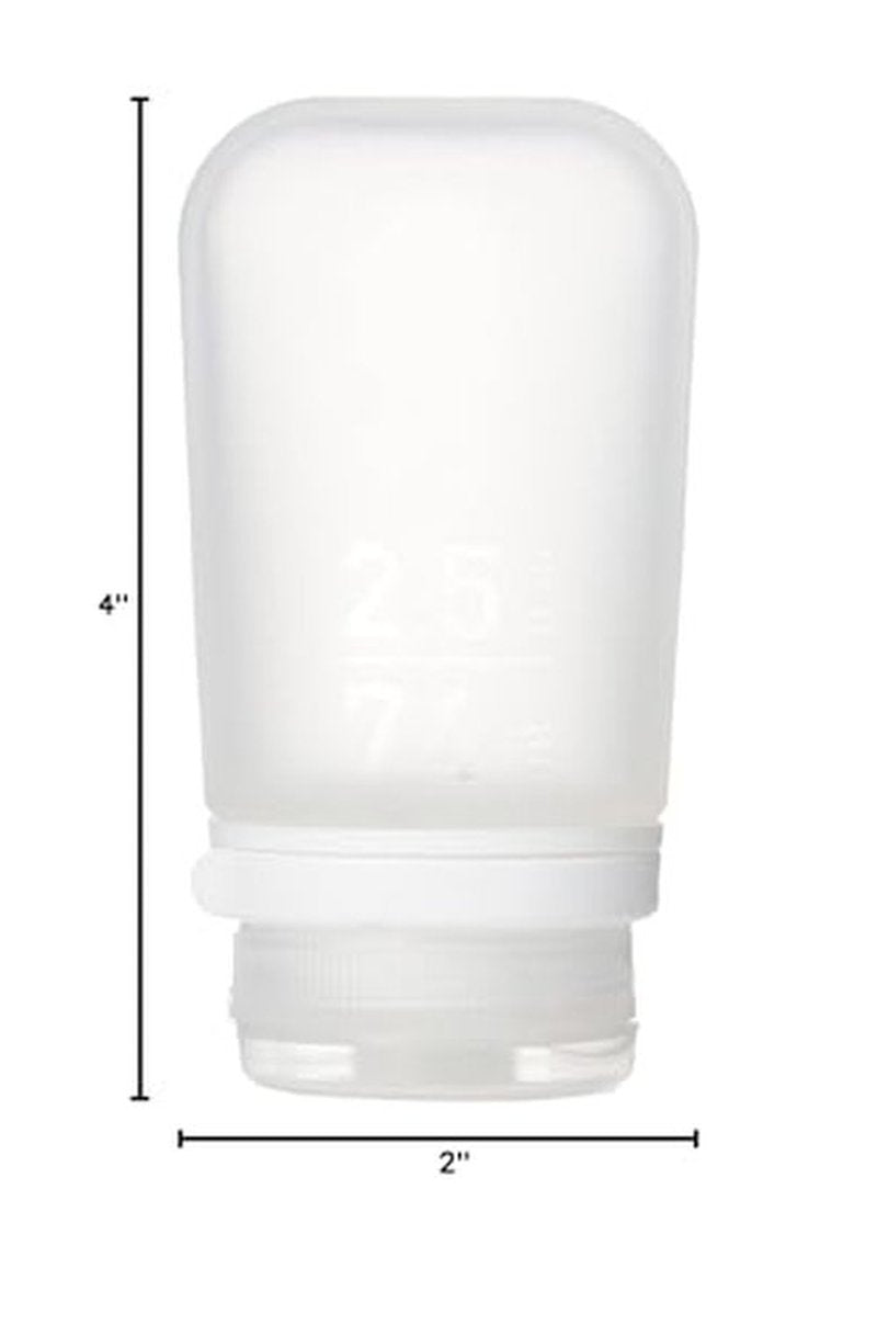 humangear GoToob+ (Medium) | Refillable Silicone Travel Bottle | Locking Lid | Food-Safe Material | Clear, Medium (2.5 fl.oz.; 74ml)