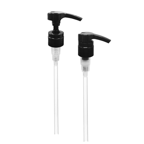 Universal Shampoo/Conditioner Dispenser Pump for Bottles, Leak Proof, Pump Top Fits 1 L/33.8 oz Bottles, 28/410 Neck Size, Black (Pack of 2)