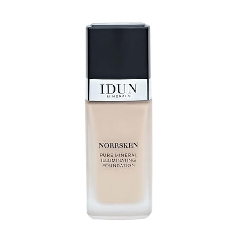 IDUN Minerals Liquid Norrsken Foundation - Silky Smooth Coverage - Luminous, Dewy Finish for Dry and Dull Skin - Water Resistant and Vegan Makeup - 223 Ingeborg - Warm Medium Brown - 1.01 oz