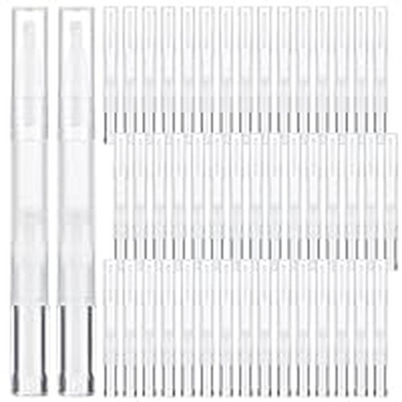 Homaisson 100 Pack 3ml Transparent Twist Pen with Stickers, Empty Cuticle Oil Pen Refillable Nail Oil Pens with Brush Tip, Empty Cosmetic Lip Gloss Tubes, Clear Eyelash Growth Liquid Containers