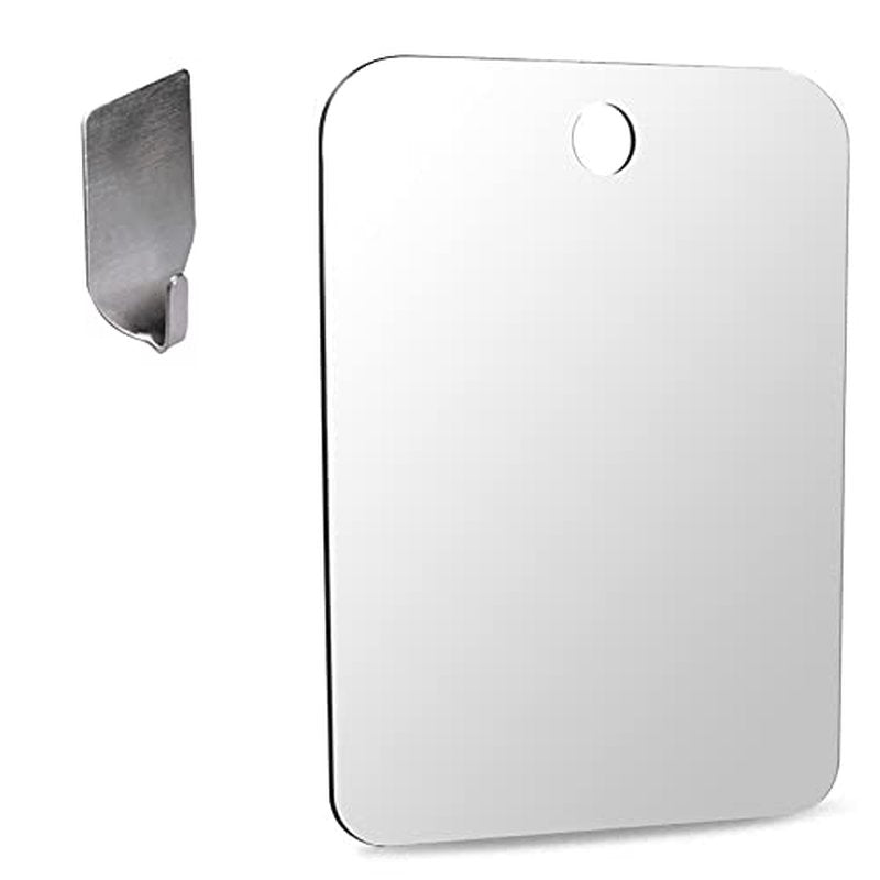 Shower Mirror Shaving Mirror Acrylic Mirror Small Mirror Travel Makeup Mirrors Bathroom Mirror Wall Hanging Plastic Mirror for Women Men 11" x 7.48" with 1 Adhesive Hooks