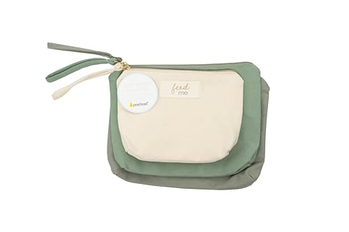 Pearhead Baby Diaper Bag Organizing Pouch Set – Feed Me, Change Me, Dress Me – Zip Pouches Made from Recycled Cotton, Gender Neutral Diaper Bag Accessories and Baby Essentials Organizer - Set of 3