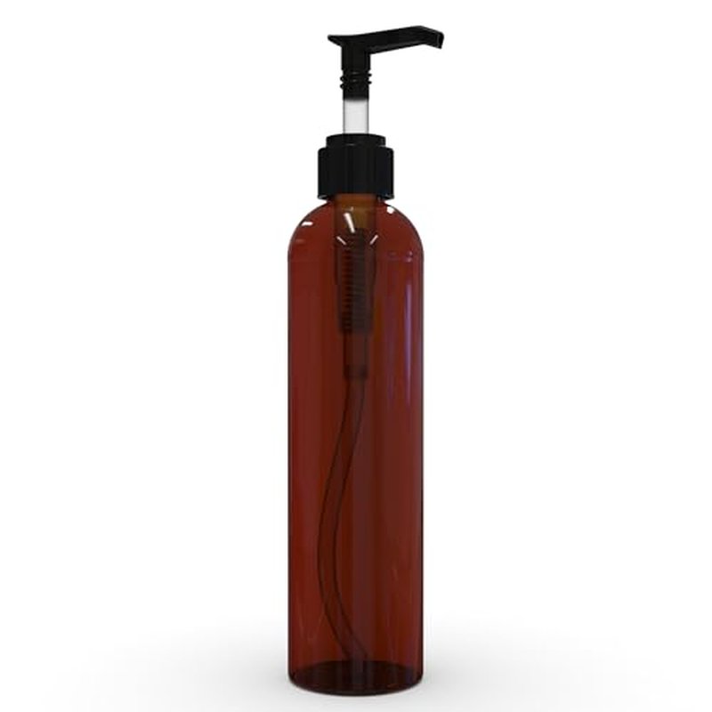 BRIGHTFROM Lotion Pump Bottles, Empty 8 OZ, BPA-Free Refillable Plastic Containers, Amber with Black Dispenser for - Soap, Shampoo, Lotions, Liquid Body Soap, Creams and Massage Oil (2 Pack)