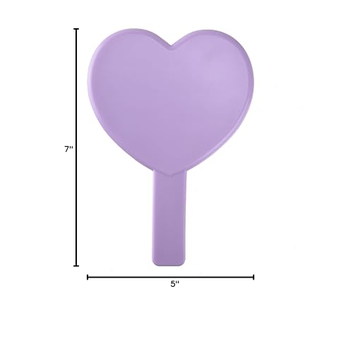 TBWHL Heart-Shaped Travel Handheld Mirror, Cosmetic Hand Mirror with Handle (Purple, 1Pack)