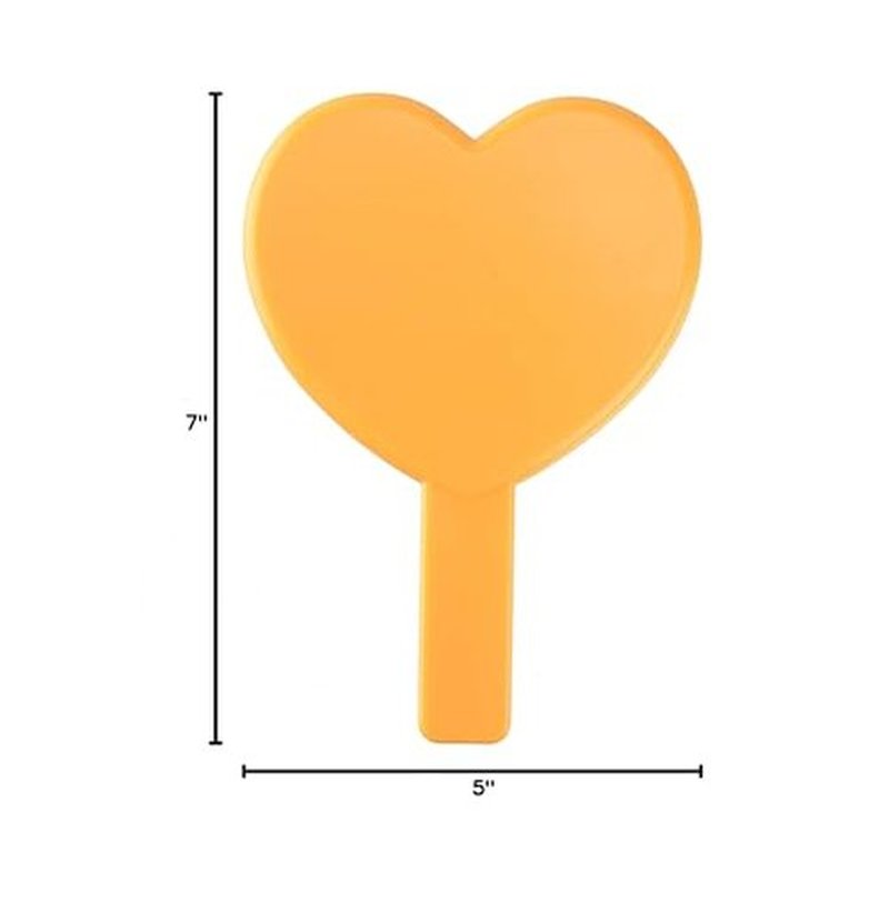 TBWHL Heart-Shaped Travel Handheld Mirror, Cosmetic Hand Mirror with Handle (Orange, 1Pack)