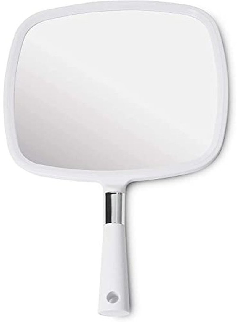 MIRRORVANA Pack of 5 Large & Comfy Hand Held Mirrors - Buy Cheap in Bulk for Barber Shop, Hairstylist, Beauty Salon or Wholesale (White)