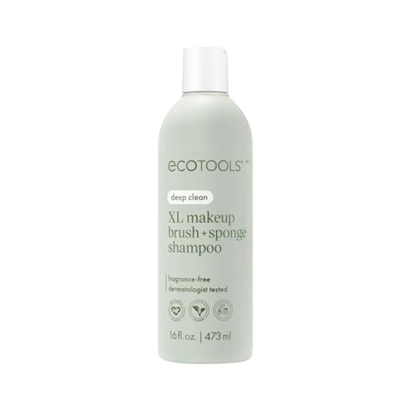 EcoTools XL Makeup Brush + Sponge Shampoo, Removes Makeup, Dirt, & Impurities From Makeup Brushes & Makeup Blending Sponges, Fragrance-Free, Vegan, & Cruelty-Free 16 fl. oz./473 ml, 1 Count
