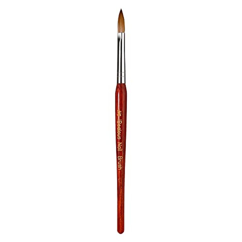 iBealous Kolinsky Acrylic Nail Brush, Professional Red Wood Sable Acrylic Nail Art Brush, Oval Shaped Nail Acrylic Brush for Nail Extension Carved 3D Home Salon Tech Beginner (Size 8)