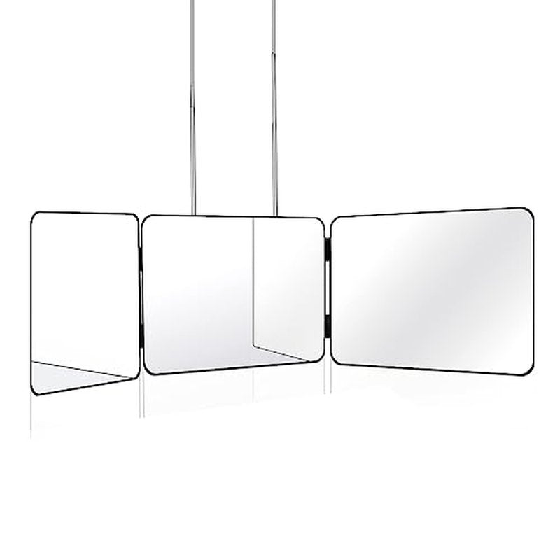 JANMPASK LED 3 Way Mirror for Self Hair Cutting Mirror Vanity Mirror Barber Supplies Accessories 360 Makeup Mirror with Light Trifold Mirror to See Back of Head (White with Light)
